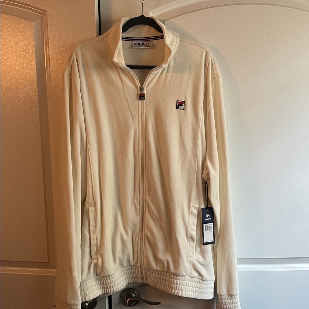 Fila Men's Zip-Up Cream Sweater